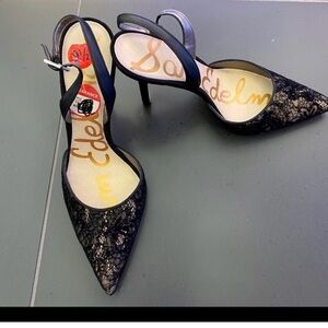 Sam Edelman Black Lace Pointed Heels
